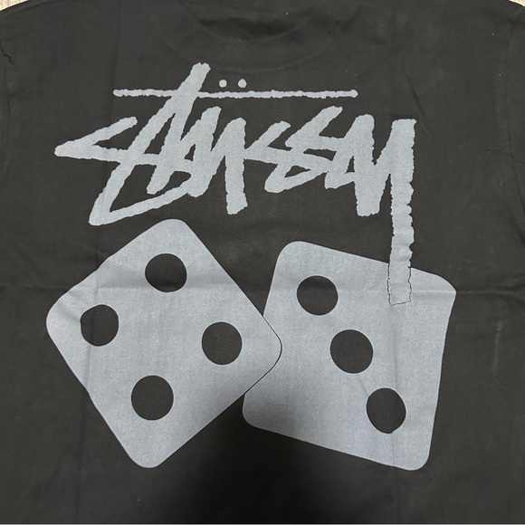STUSSY Dice Pigment Dyed Tee Mens T Shirt Black & Gray Size S - Picture 5 of 10